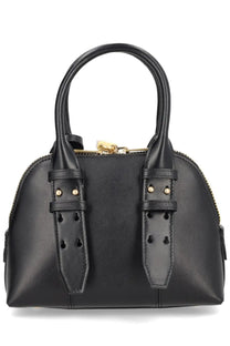 Pinko women’s bowling mini escape bag black leather with gold-tone hardware and distinctive strap details