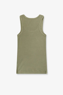 Pinko women’s olive green ribbed knit sleeveless tank top made from cotton perfect for casual wear