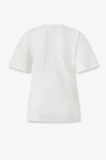 Pinko women’s cotton blend white t-shirt with relaxed fit and short sleeves for casual wear