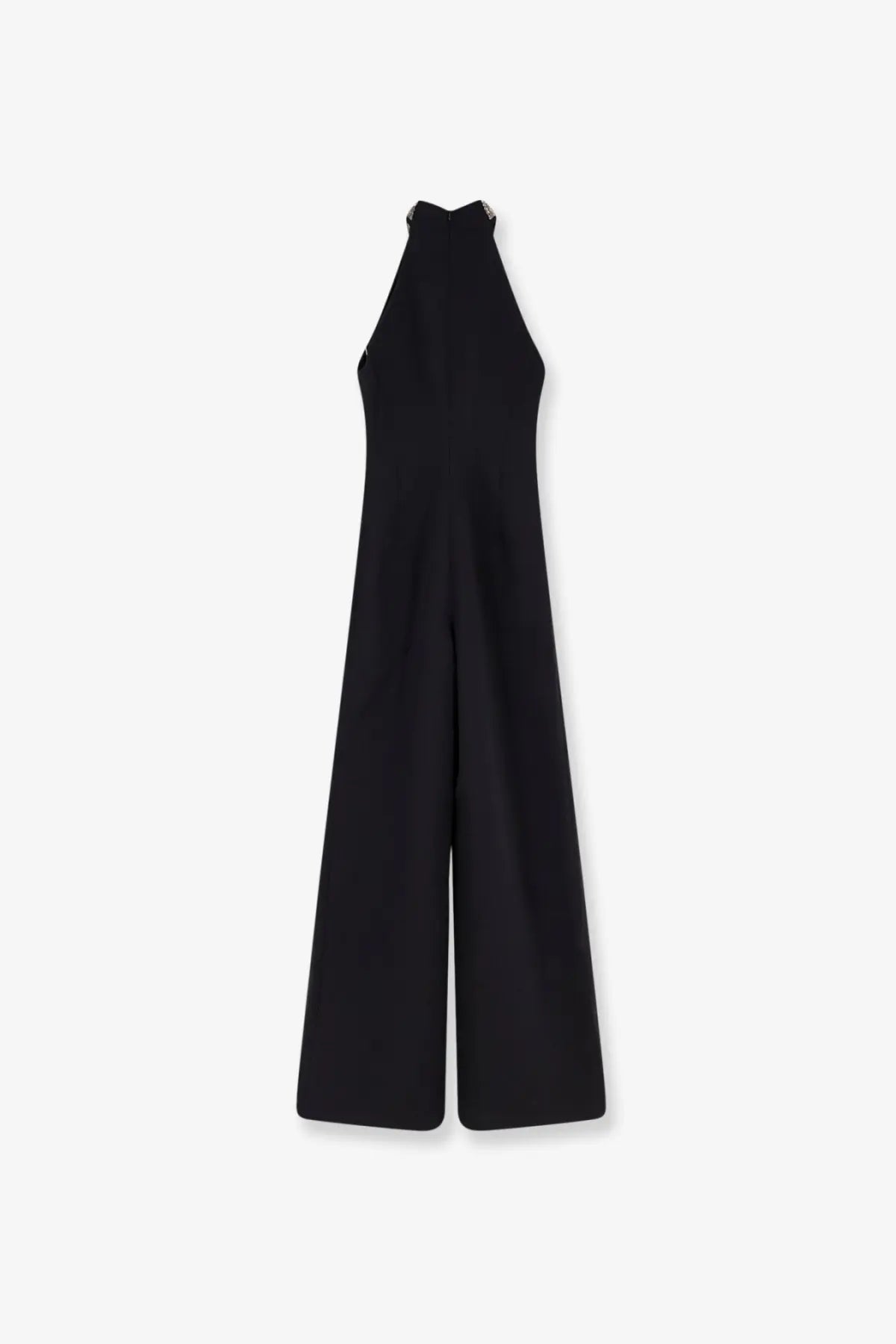 Pinko women’s dragon fruit black jumpsuit with high neck wide-leg cut and subtle metallic neckline detailing