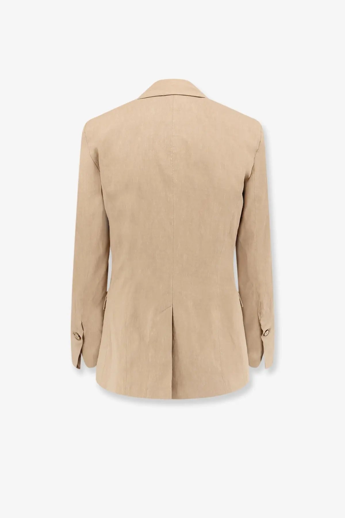 Pinko women’s Freda beige linen and viscose blazer with classic tailored fit and subtle texture