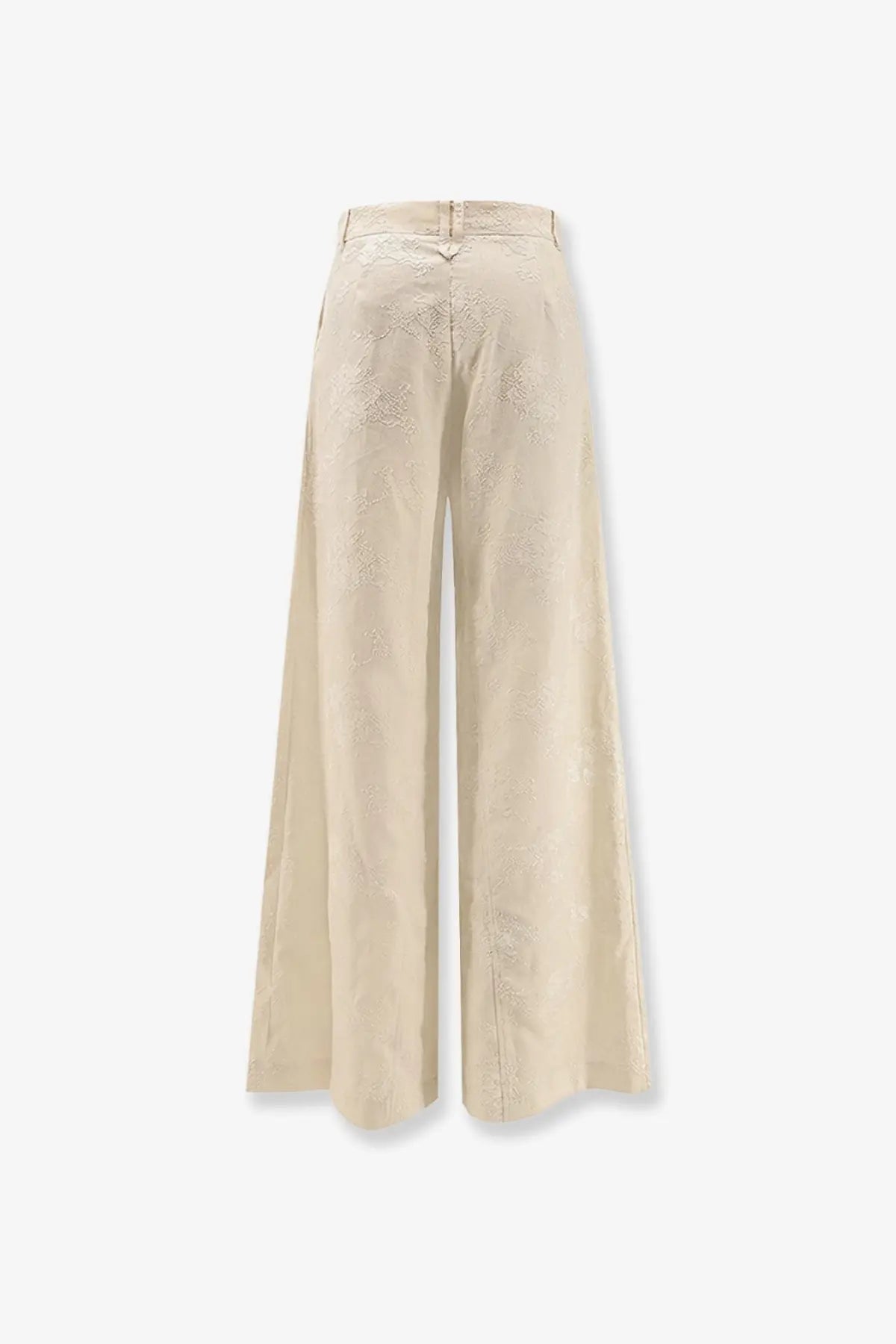 Pinko women’s ivy linen beige trousers with a tailored fit and subtle floral pattern in wide-leg style