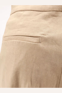 Pinko women’s jacopone beige linen and viscose trousers with subtle woven texture and neatly stitched front pocket