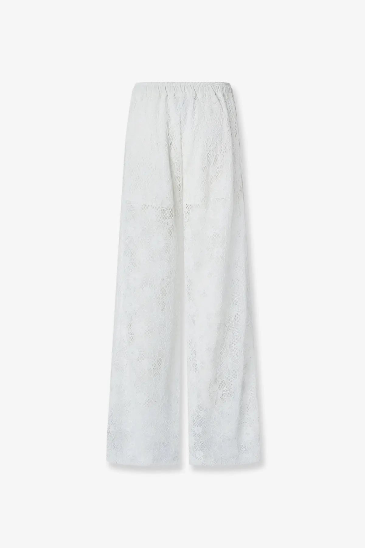 Pinko women’s laurie lace trousers white wide-leg with subtle embroidery and elastic waistband for comfortable wear