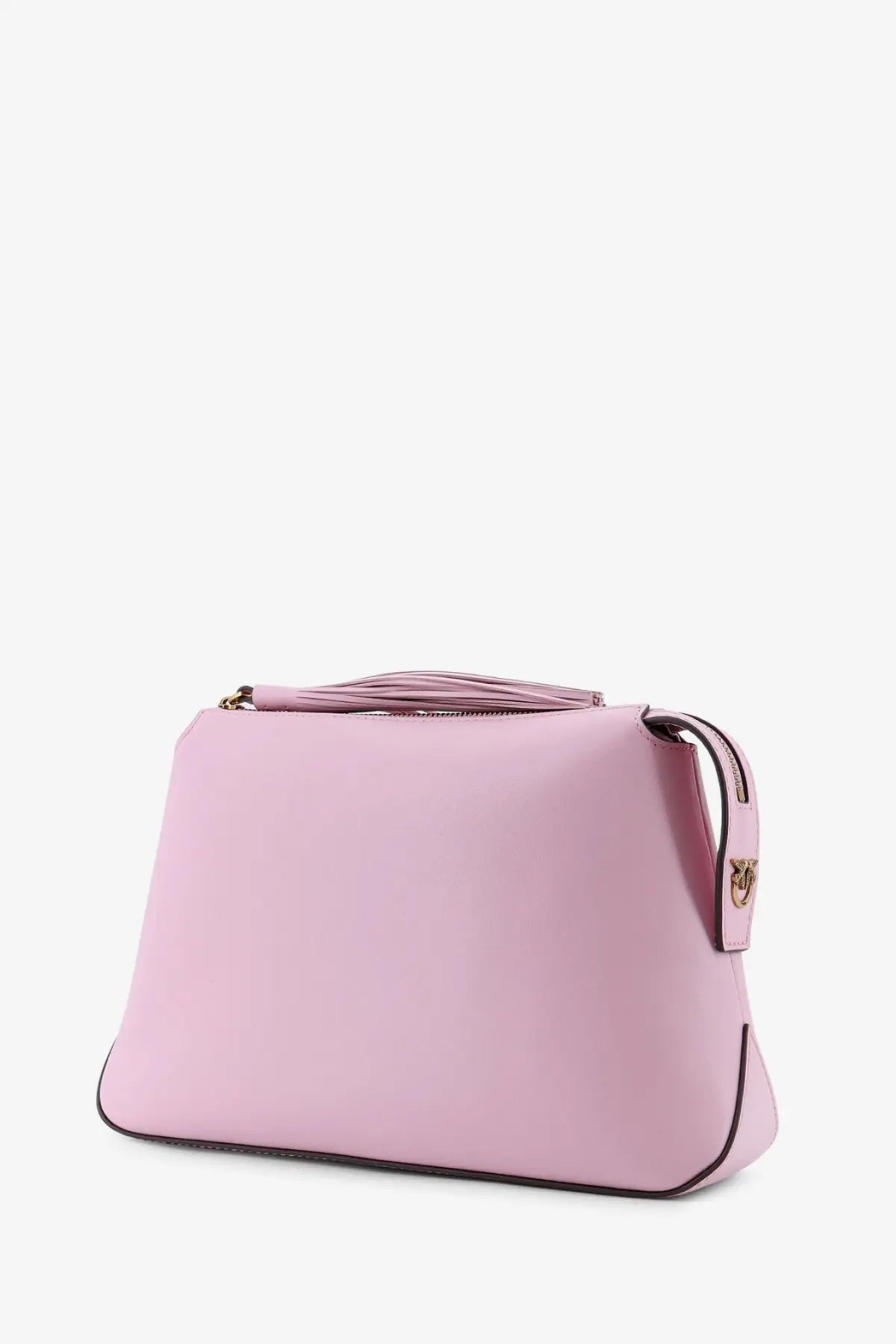 Pinko women’s leather beauty case pink soft leather clutch with gold-tone logo clasp and matching tassel handle