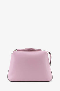 Pinko womens leather beauty case pink soft pink leather clutch with black trim and matching tassel zipper pull