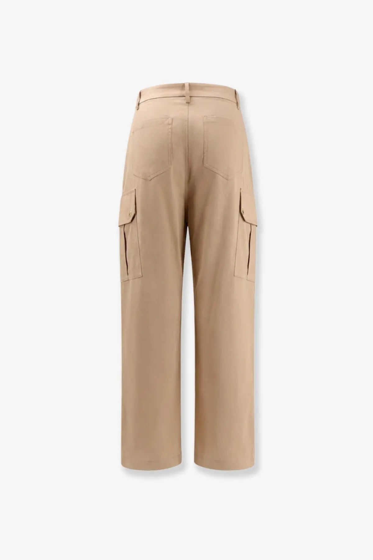 Pinko women’s rosalin cotton beige cargo trousers with wide legs and multiple pockets for casual wear