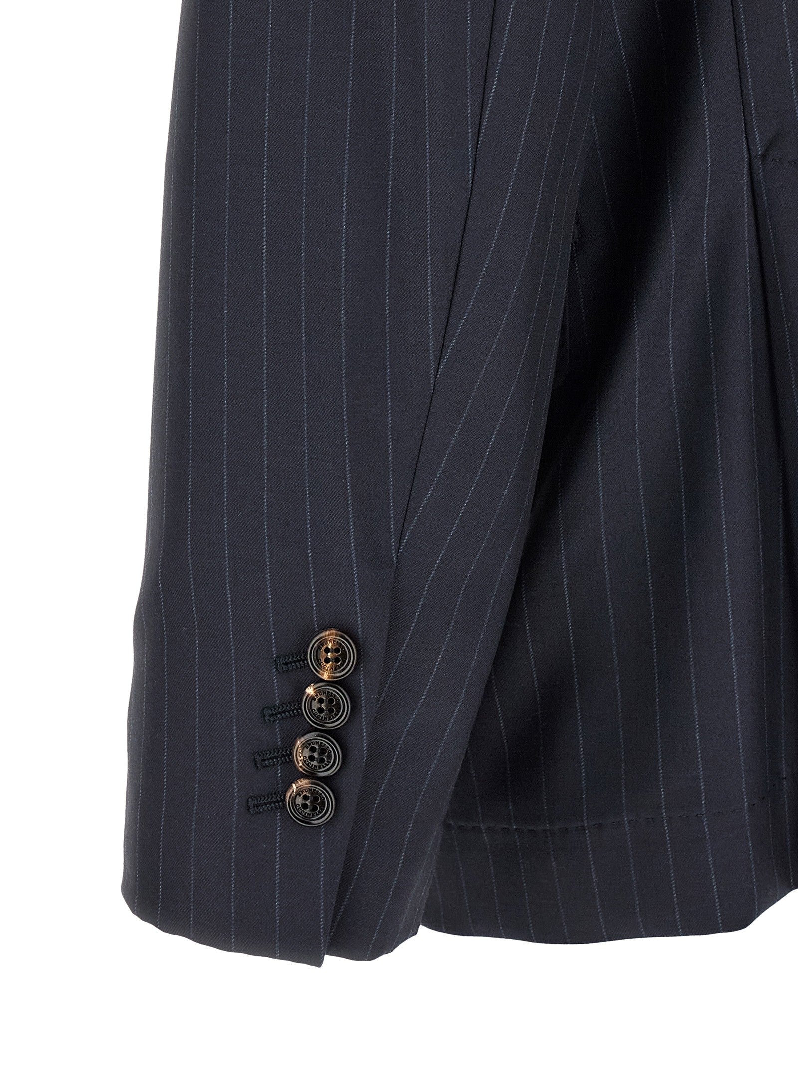 Brunello Cucinelli Pinstripe Batavia Blazer Blue