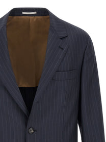 Brunello Cucinelli Pinstripe Batavia Blazer Blue