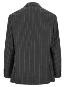 Brunello Cucinelli Pinstripe Blazer Grey