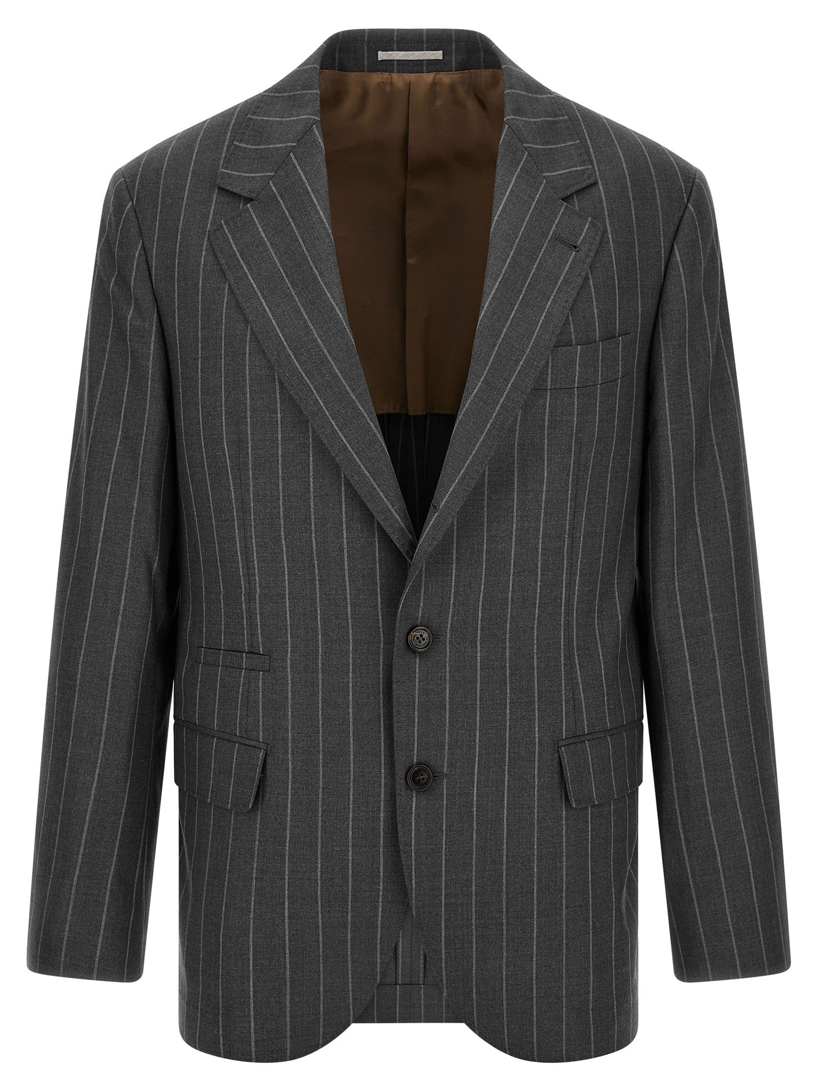 Brunello Cucinelli Pinstripe Blazer Grey