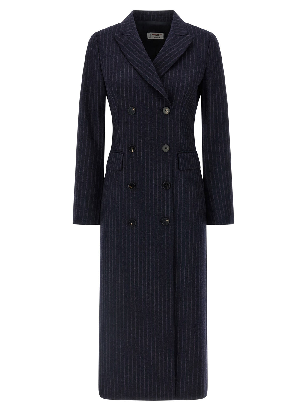 Alberto Biani Pinstripe Coat Blue