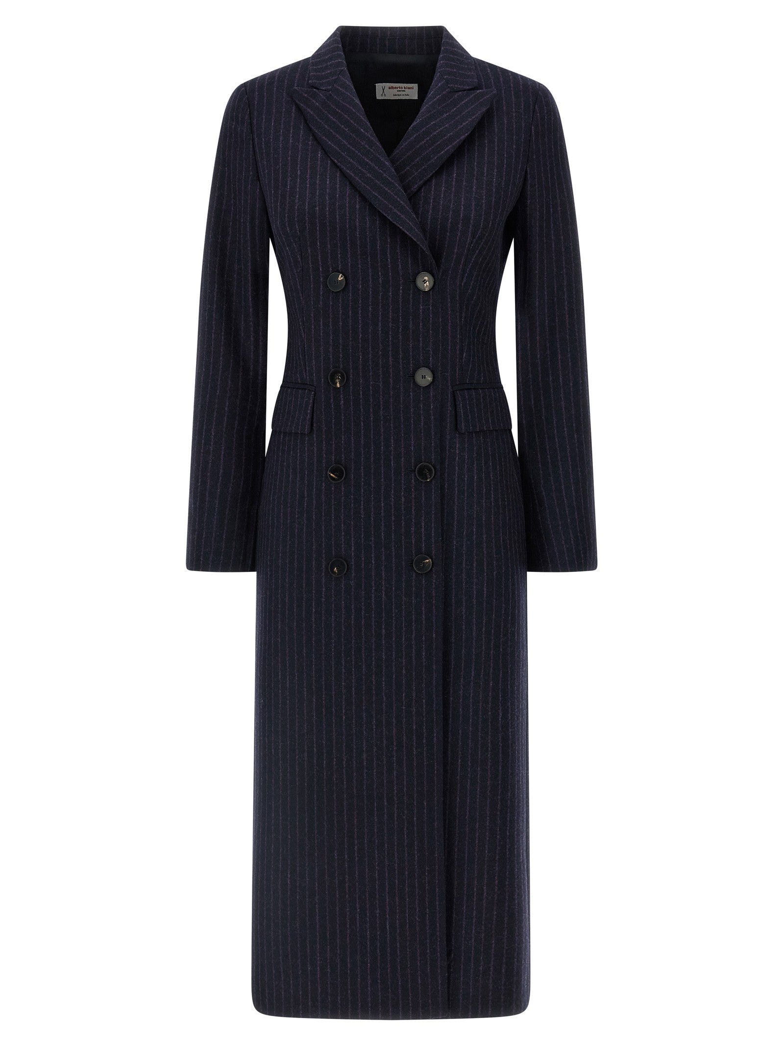 Alberto Biani Pinstripe Coat Blue