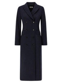 Alberto Biani Pinstripe Coat Blue