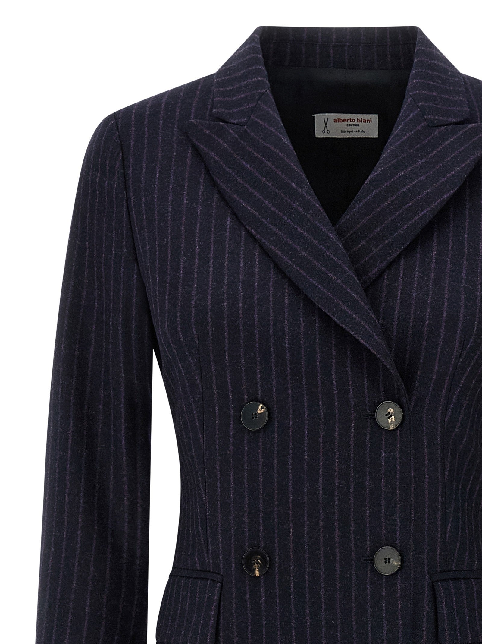 Alberto Biani Pinstripe Coat Blue