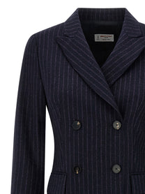 Alberto Biani Pinstripe Coat Blue