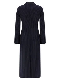 Alberto Biani Pinstripe Coat Blue