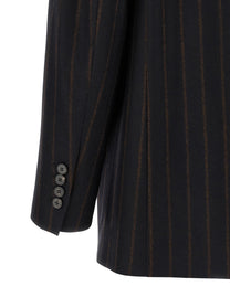 Alberto Biani Pinstripe Flannel Blazer Blue