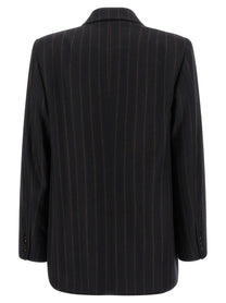Alberto Biani Pinstripe Flannel Blazer Blue