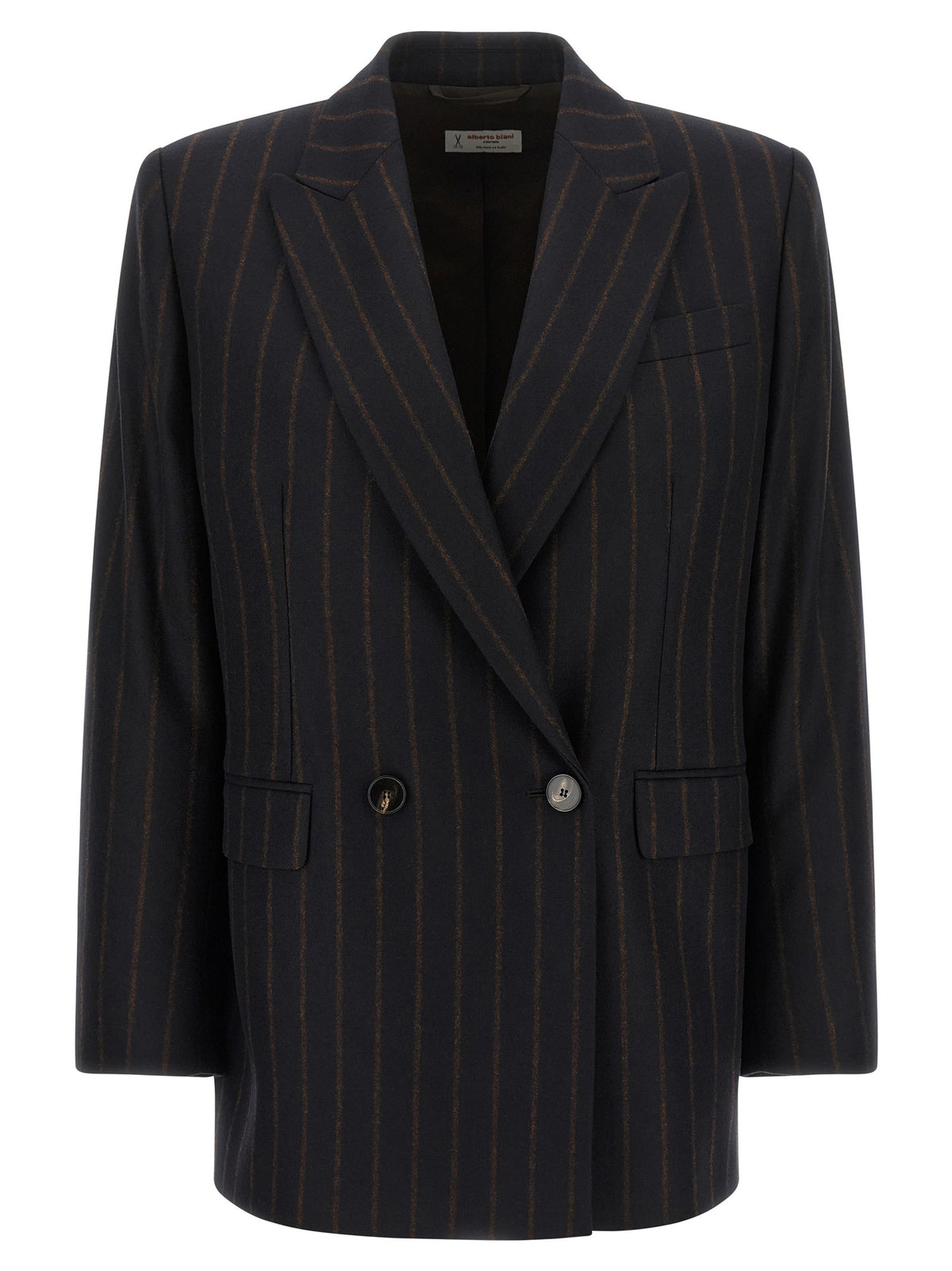 Alberto Biani Pinstripe Flannel Blazer Blue