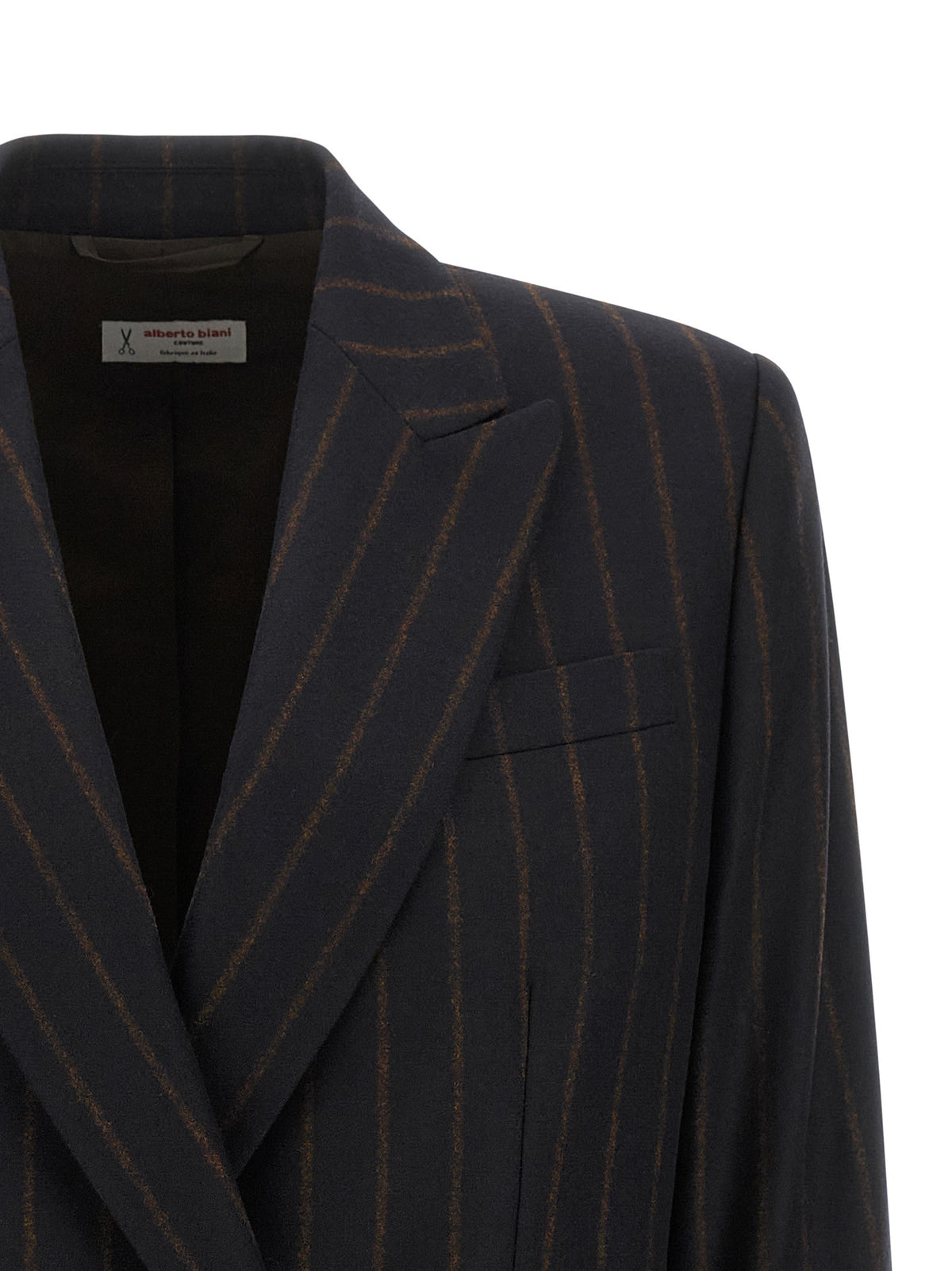 Alberto Biani Pinstripe Flannel Blazer Blue