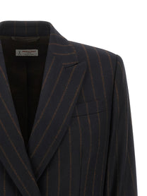 Alberto Biani Pinstripe Flannel Blazer Blue