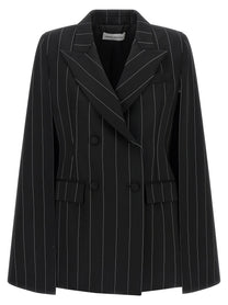 Federica Bonifaci Pinstripe Tuxedo Cape Black