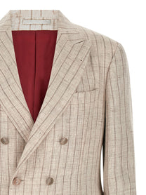 Brunello Cucinelli Pinstripe Twill Blazer Grey