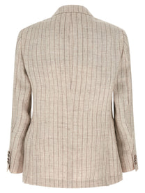Brunello Cucinelli Pinstripe Twill Blazer Grey