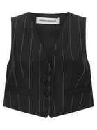 Federica Bonifaci Pinstriped Crop Vest Black