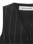Federica Bonifaci Pinstriped Crop Vest Black, view 3