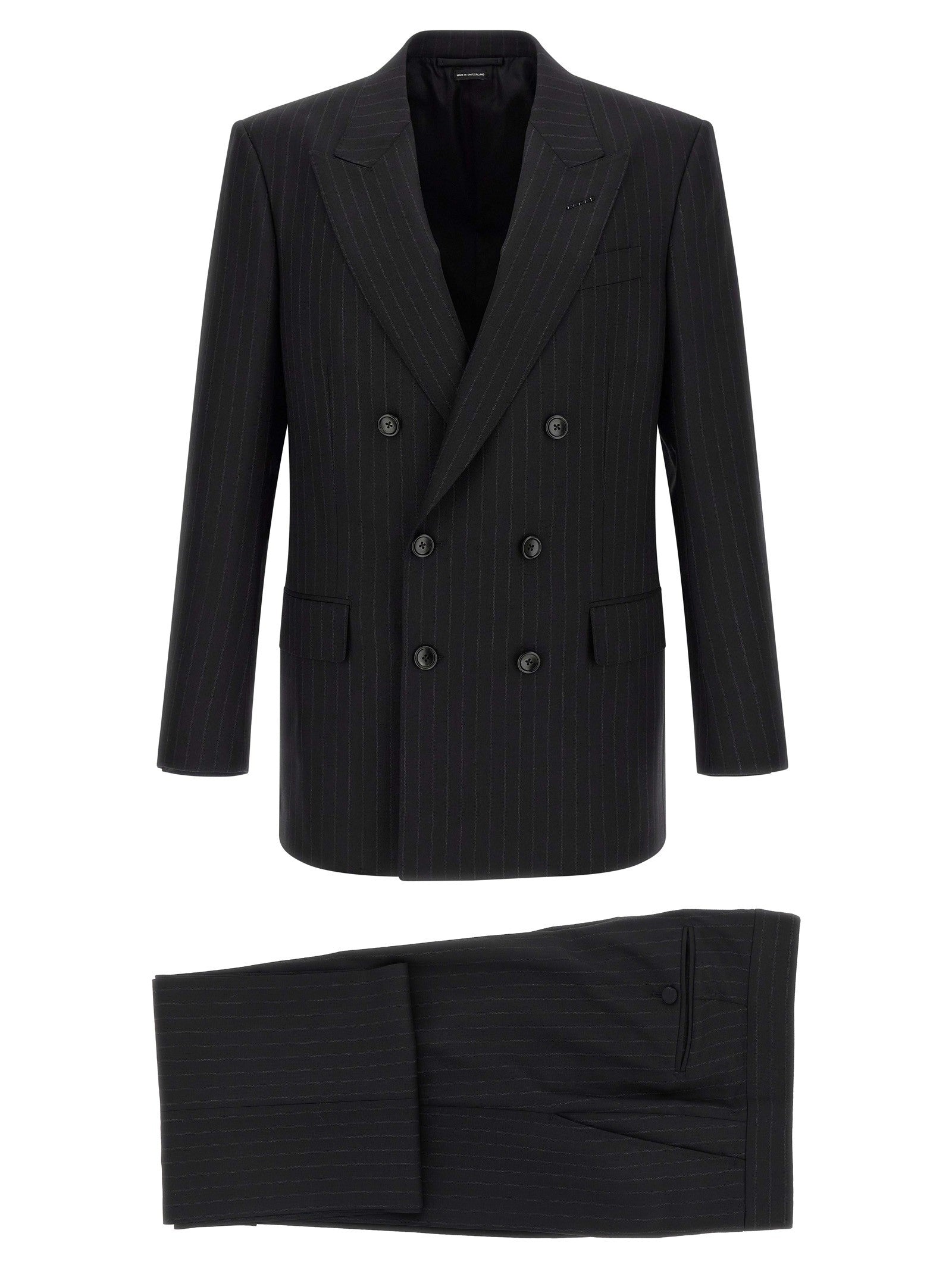 Tom Ford Pinstriped Double Breasted Dress Black
