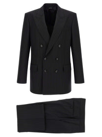 Tom Ford Pinstriped Double Breasted Dress Black