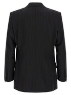 Tom Ford Pinstriped Double Breasted Dress Black, view 2