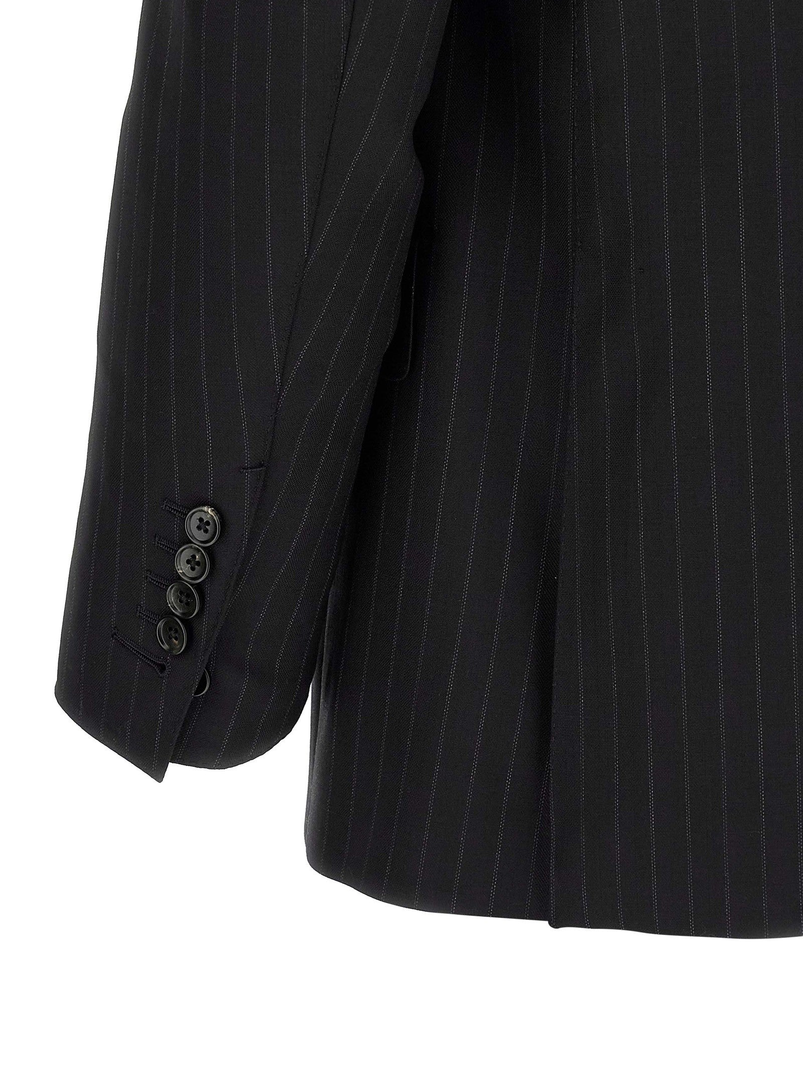 Tom Ford Pinstriped Double Breasted Dress Black