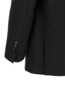 Tom Ford Pinstriped Double Breasted Dress Black