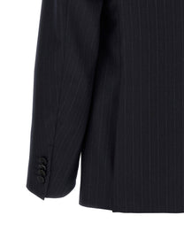 Zegna Pinstriped Flannel Dress Blue