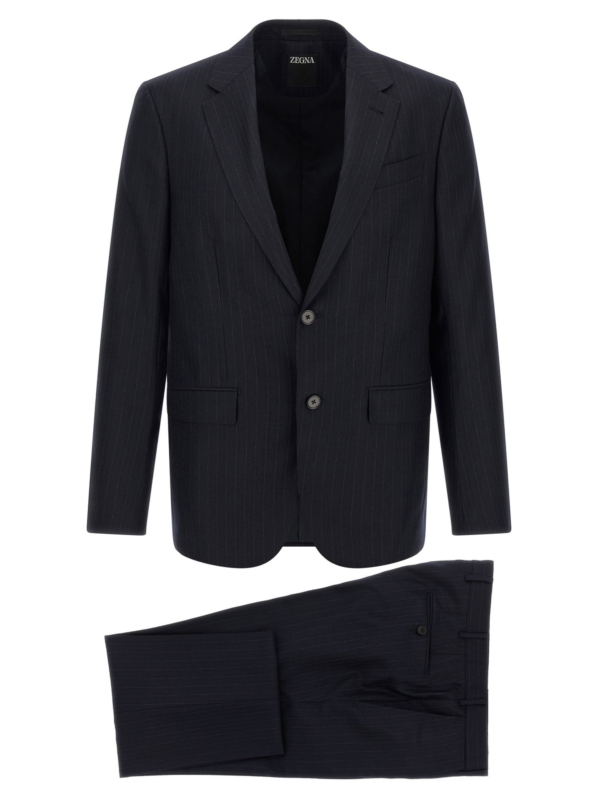 Zegna Pinstriped Flannel Dress Blue