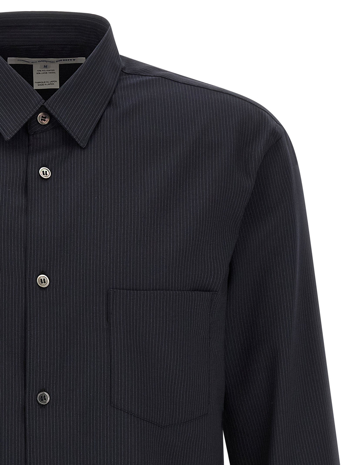 Comme Des Garcons Shirt Pinstriped Shirt Blue