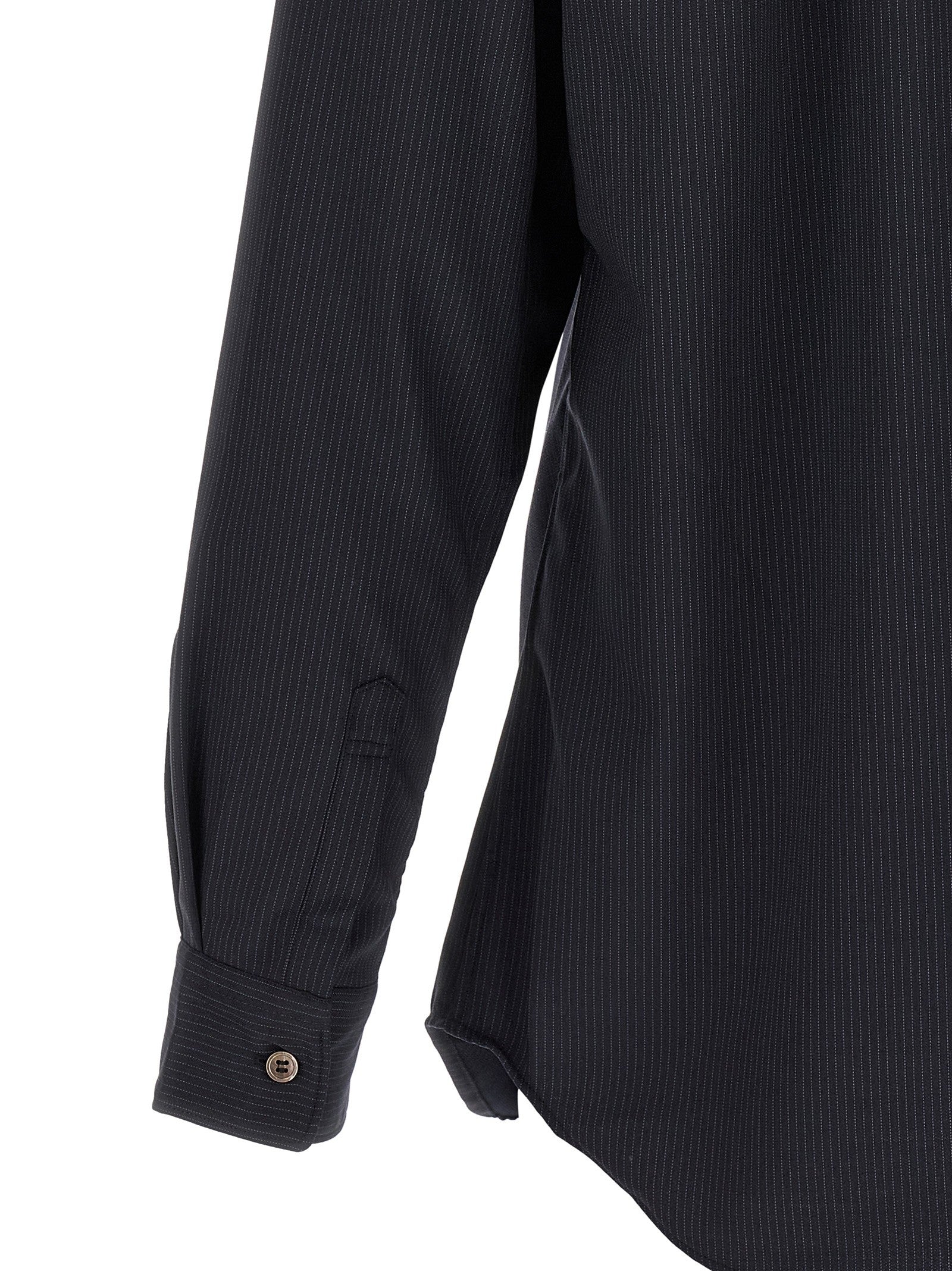 Comme Des Garcons Shirt Pinstriped Shirt Blue
