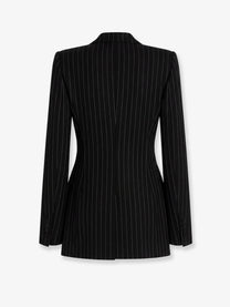 Dolce &amp; Gabbana Women's Pinstriped Stretch Virgin Wool Blazer Pattern