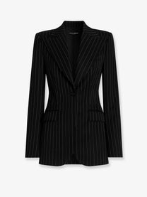 Dolce &amp; Gabbana Women's Pinstriped Stretch Virgin Wool Blazer Pattern