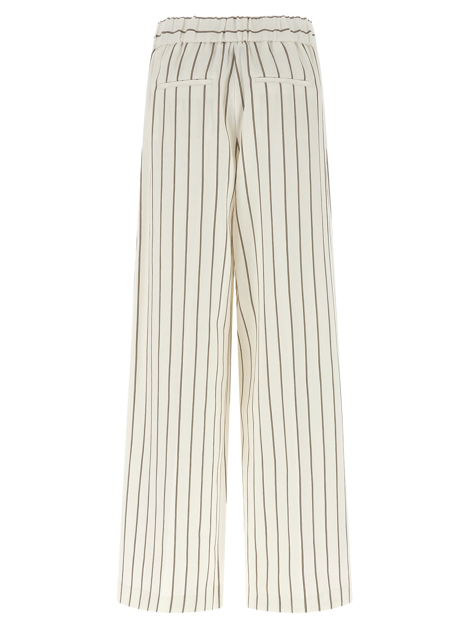 Peserico Pinstriped Twill Pants White