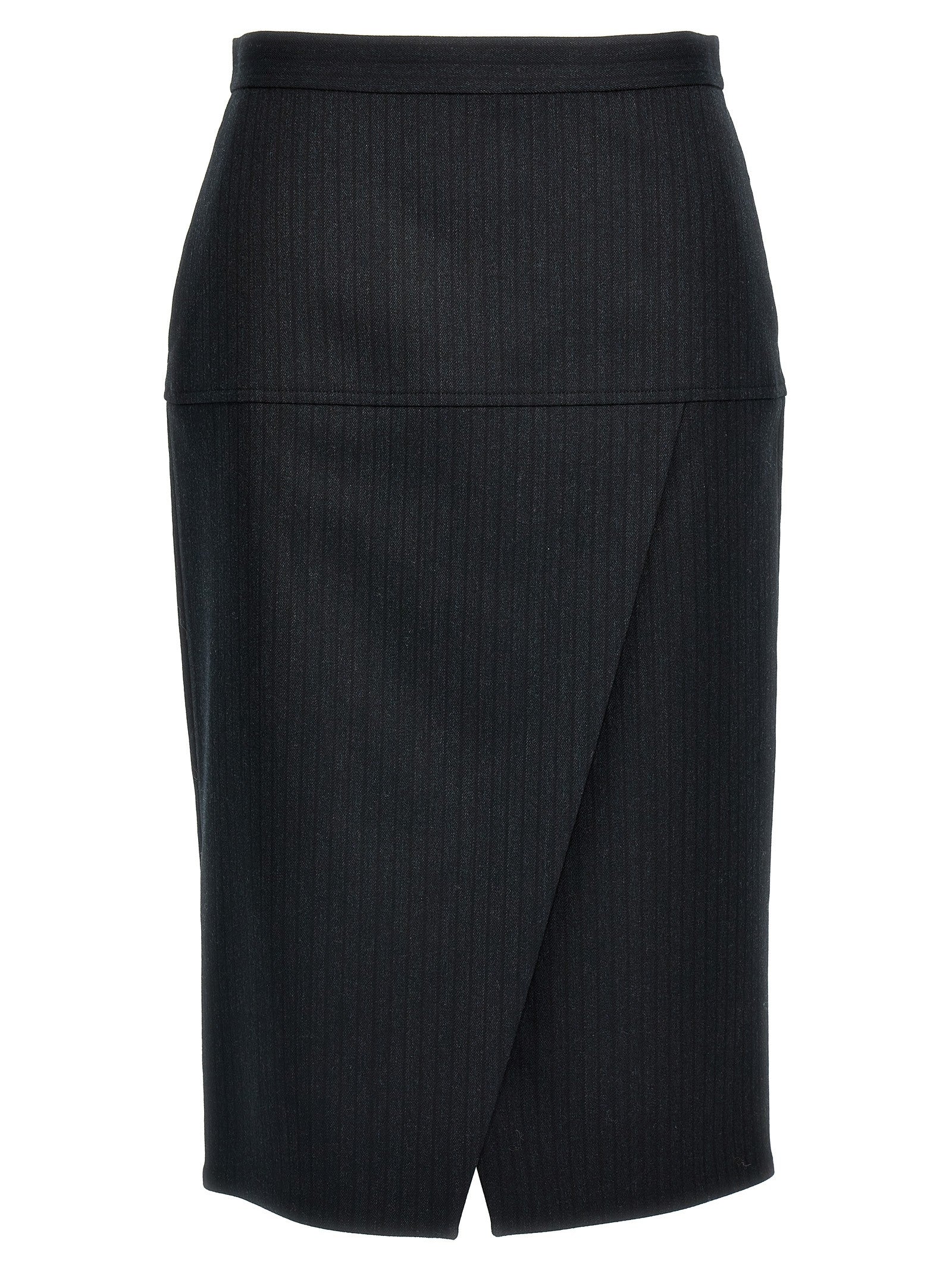 Fendi Pinstriped Wool Skirt Grey