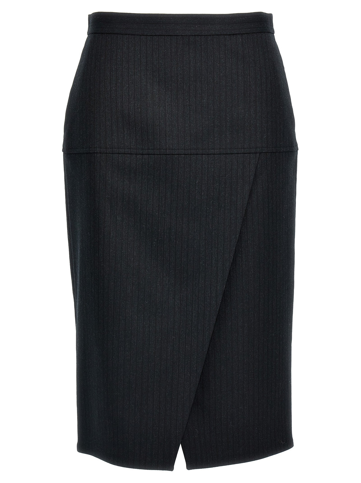 Fendi Pinstriped Wool Skirt Grey