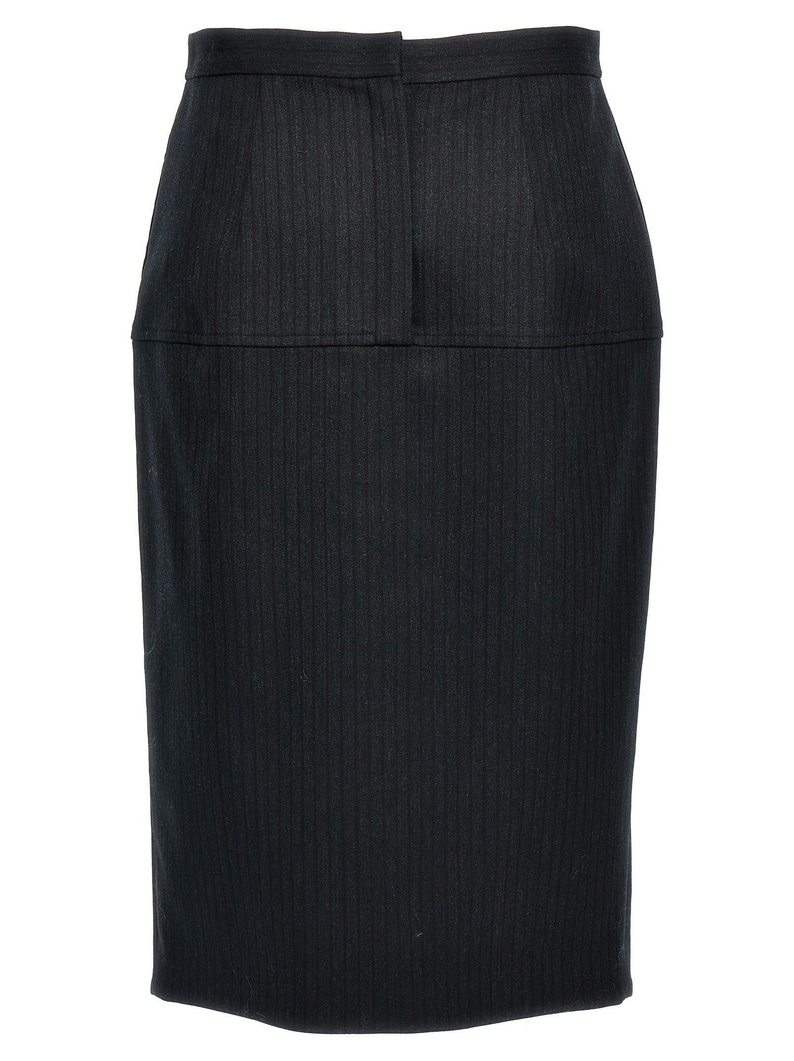 Fendi Pinstriped Wool Skirt Grey