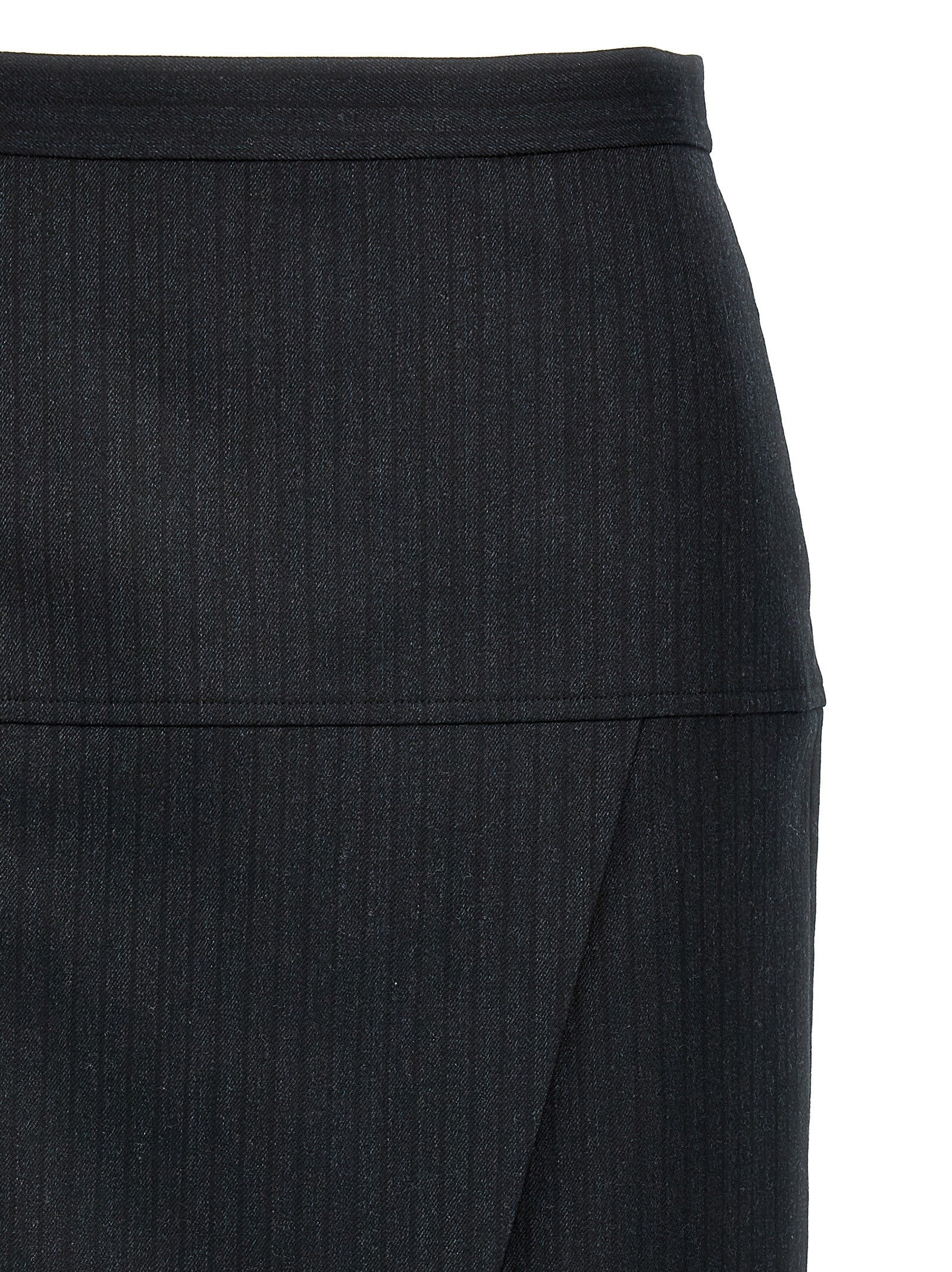 Fendi Pinstriped Wool Skirt Grey