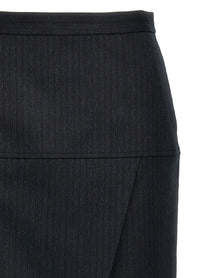 Fendi Pinstriped Wool Skirt Grey