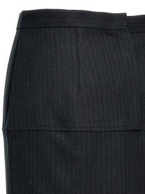 Fendi Pinstriped Wool Skirt Grey