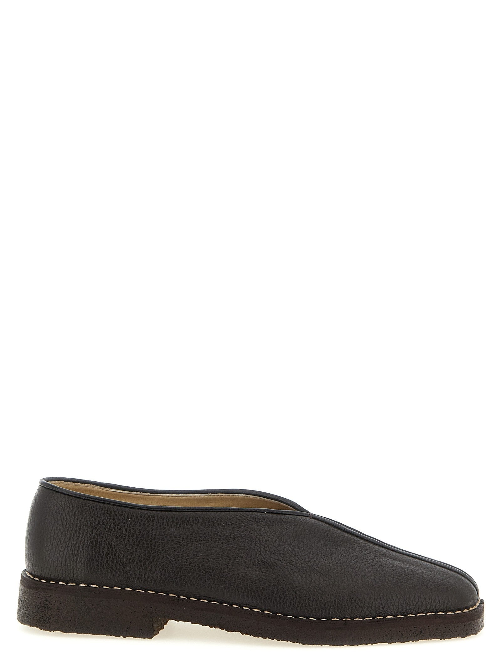Lemaire Piped Crepe Slippers Brown